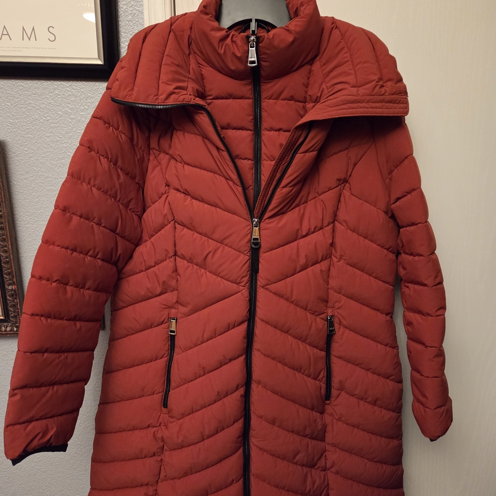 DKNY Women's Red Rust Puffer Coat